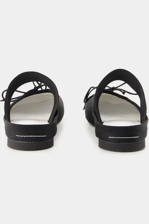 Maison Margiela Mules & Slides, Black Mules With Adjustable Laces And Smooth Finis en