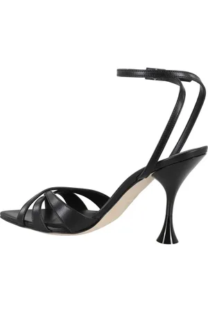 3Juin Sandales, Pointed Toe Black Sandals With Crisscross Straps en