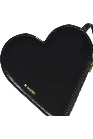 Jil Sander Petits sacs à main, Black Leather Small Heart Clutch en