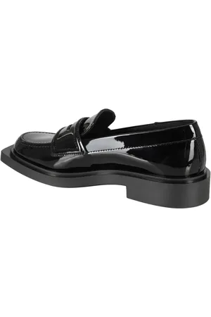 3Juin Black Leather Loafer With Purple Pattern en