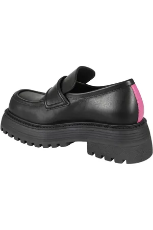 3Juin Leather Loafers With Fuchsia Detail And Raised Sol en