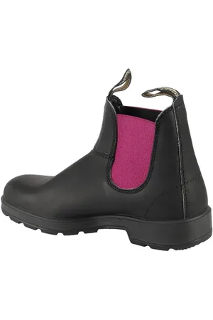 Blundstone Bottes & Bottines, Black Leather Boot With Fuchsia Elastic Panels en
