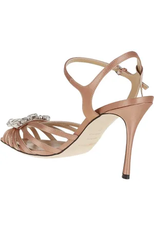 Sergio Rossi Sandales, Nude Satin Sandal With Sunburst Design en