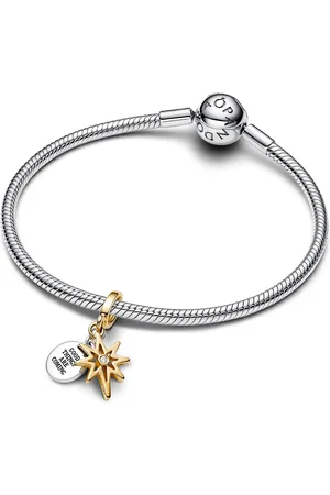 PANDORA Bijouterie, Gravierbarer Polarstern Charm-Anhänger mit Diaman en