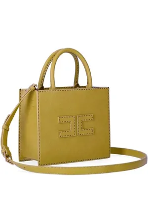 Elisabetta Franchi Sacs bandoulière, Curry Pebbled Leather-Effect Handbag en