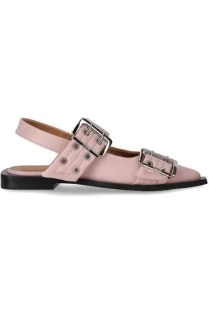 Ganni Moccassins, Pink Slingback Ballet Flat Shoe With Buckles Pink en