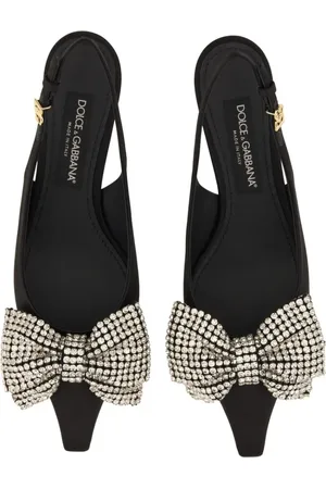 Dolce & Gabbana Escarpins, Satin Sling-Back With Rhinestone Embroidery en