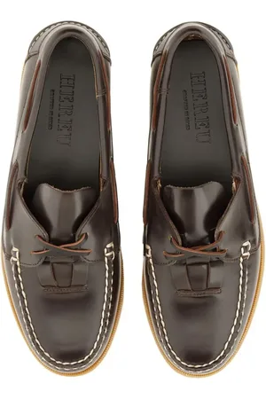 Hereu Brown Calf Leather Boat Moccasins en