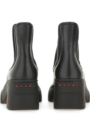 Marni Bottes & Bottines, Block Heel Calf Leather Boots en
