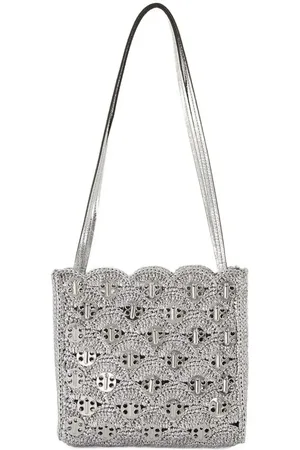 Paco rabanne Sacs bandoulière, Woven Silver Raphia Shoulder Bag en