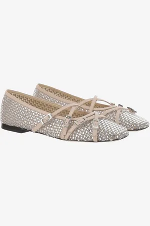 Mach & Mach Ballet Flats With Crystal Embellishment And Adjust en