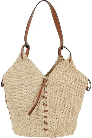 Isabel Marant Sacs à main, Raffia Tote Bag With Cognac Leather Trim en