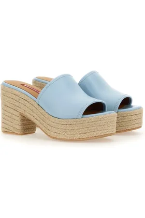 Moschino Sandales, Denim-Inspired Slide Sandals With Espadrille-Style en