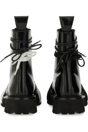 Moschino Bottes & Bottines, Glossy Leather Lace-Up Boot With Sole en
