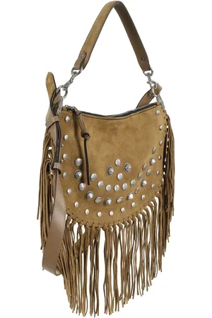 Isabel Marant Sacs bandoulière, Fringed Taupe Suede Leather Kanao Bag en