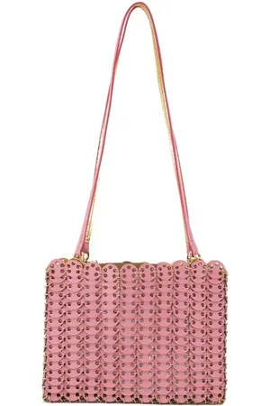 Paco rabanne Sacs bandoulière, Textured Calfskin Pink Shoulder Bag With Scalloped en