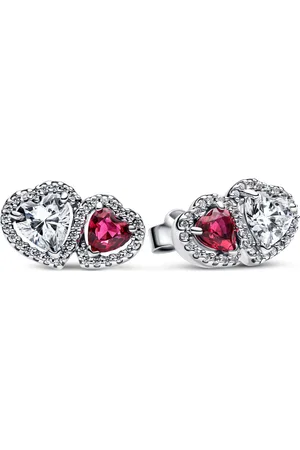 PANDORA Bijouterie, Hearts stud earrings with cherries jubilee red cry en