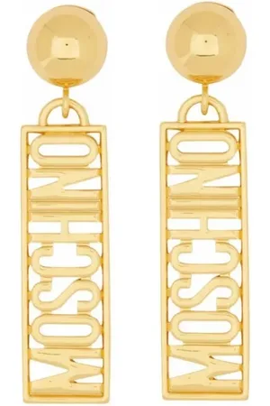 Moschino Bijouterie, Rectangular Geometric Logo Earrings en