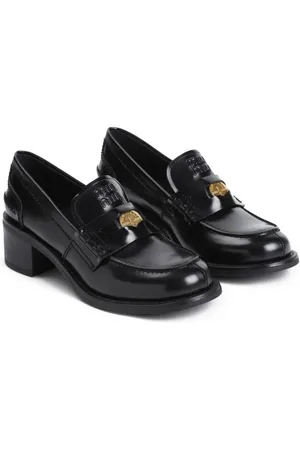 Miu Miu Escarpins, Black Calf Leather Loafers en