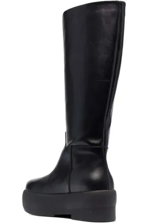 Gia Borghini Bottes & Bottines, Black Slip-On Boots With Platform In Smooth Leathe en