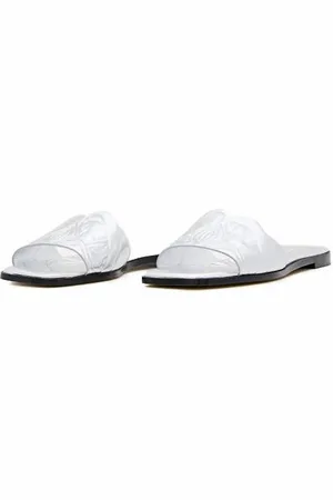 Alexander McQueen Sandales, Flat Leather Slide Sandal en