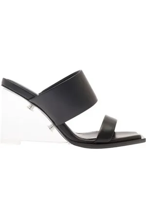 Alexander McQueen Sandales, Black Wedge With Double Strap And Trasparent Plexi en