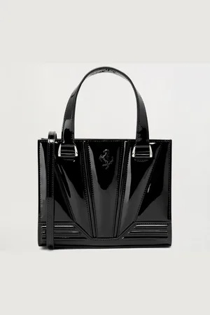 FERRARI Sac Tote Gt Mini En Cuir Verni Brillant Avec Cheval Cabré - Sacs À Main Os