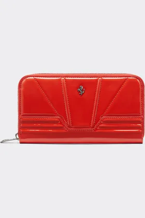 FERRARI Portefeuille En Cuir Verni Avec Fermeture Éclair - Portefeuilles Et Petite Maroquinerie Os