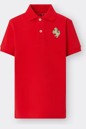 FERRARI Polo En Piqué De Coton Avec Écusson Cheval Cabré - Male Polos 2y
