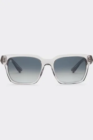 FERRARI Lunettes De Soleil En Acétate Gris Transparent Avec Verres Gris Dégradés - Lunettes De Soleil Os