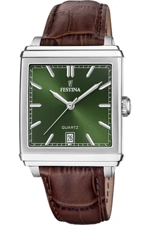 Festina Montre F20681/7 Vert, Bracelet D’ Cuir, Homme