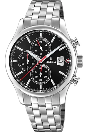 Festina Montre Timeless Chronograph F20374/3 Noir, Bracelet En Acier, Homme