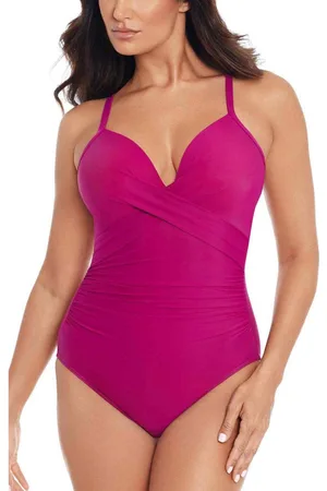 Miraclesuit Maillot de bain 1 pièce plongeant Violet Rock Solid