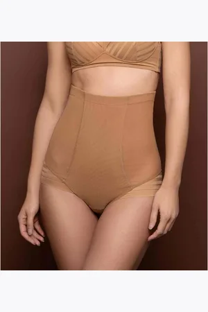 Bye Bra Culotte taille haute gainante Marron Powermesh Shapewear