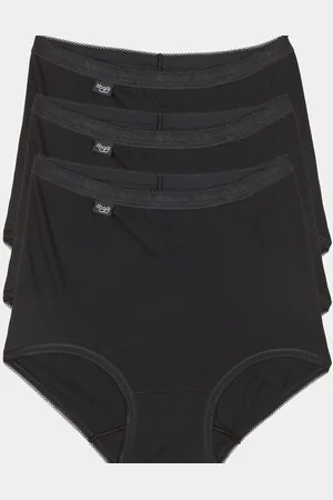 Sloggi Lot de 3 culottes tailles hautes Basic Noires en coton