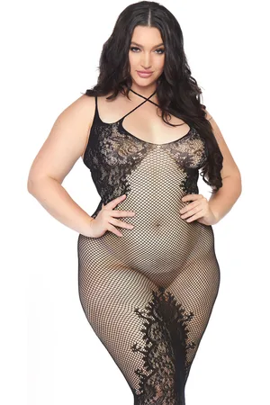 Leg Avenue Nuisette Sexy PLUS SIZE Noire en nylon