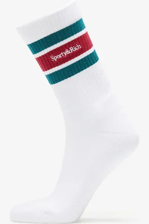 Sporty & Rich Serif Logo Striped Socks UNISEX / Navy/ Gold/ Navy Universal