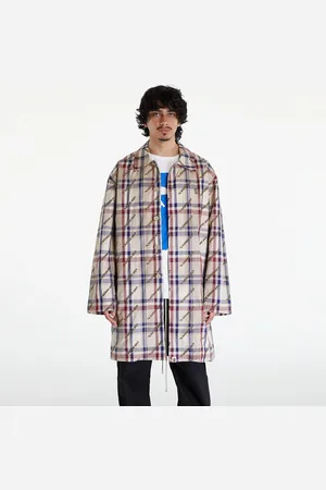 A Bathing Ape Veste Logo Check Pattern Long Coat L