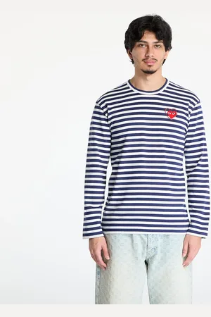 Comme des Garçons T-shirt Stripe Emblem x Metalstone Long Sleeve Tee UNISEX / White L