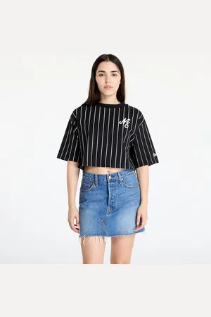 New Era T-shirt Pinstripe Crop Tee / Off White L