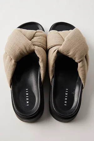 INUIKII Sandales Nouées en Lin Jordy par en , pour femme taille: EU 40 chez Free People