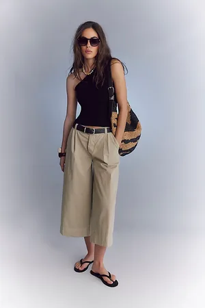 Free People Maude Wide Cropped Chino Trousers par en , pour femme taille: US 0