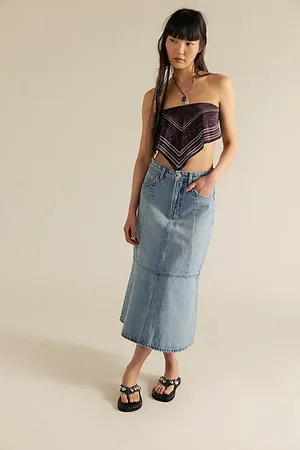 We The Free Midas Jupe Midi en Denim en , pour femme taille: 26 chez Free People