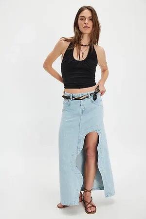 ALOHAS Jupe Longue en Denim Carmina en , pour femme chez Free People
