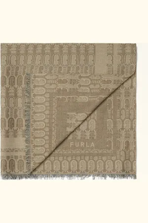Furla Opportunity Foulard 70 X 200 Cm Toni Marmo Bx2081 + Coton + Laine Légère À Imprimé Logo Arche Ethnique Femme