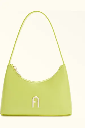 Furla Diamante Sac Porté Épaule Giallo Cedro Cuir De Veau Souple Femme