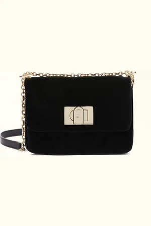 Furla 1927 Sac À Bandoulière Nero Satin Velouté Femme