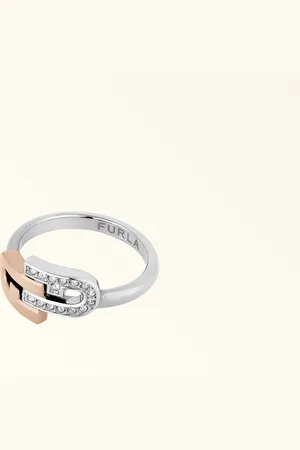 Furla Arch Double Bague Color Oro Rosa Métal + Strass + Strass Femme