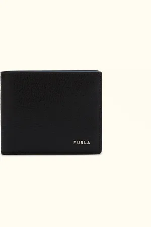 Furla Man Project Portefeuille À Deux Volets Nero Cuir De Veau Texturé Milos + Cuir De Veau Luxueux Homme
