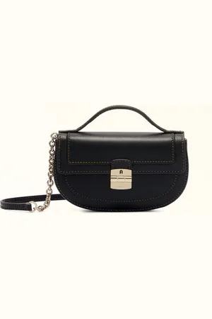 Furla Club 2 Mini Sac Nero Cuir De Veau Souple + Cuir De Veau Grainé Femme